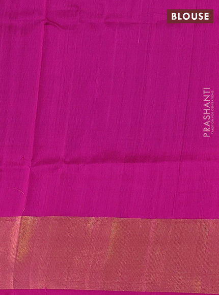 Pure uppada silk saree green and pink with silver & gold zari woven buttas and zari woven border