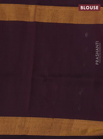 Pure uppada silk saree cs blue and coffee brown with zari woven floral buttas and zari woven butta border