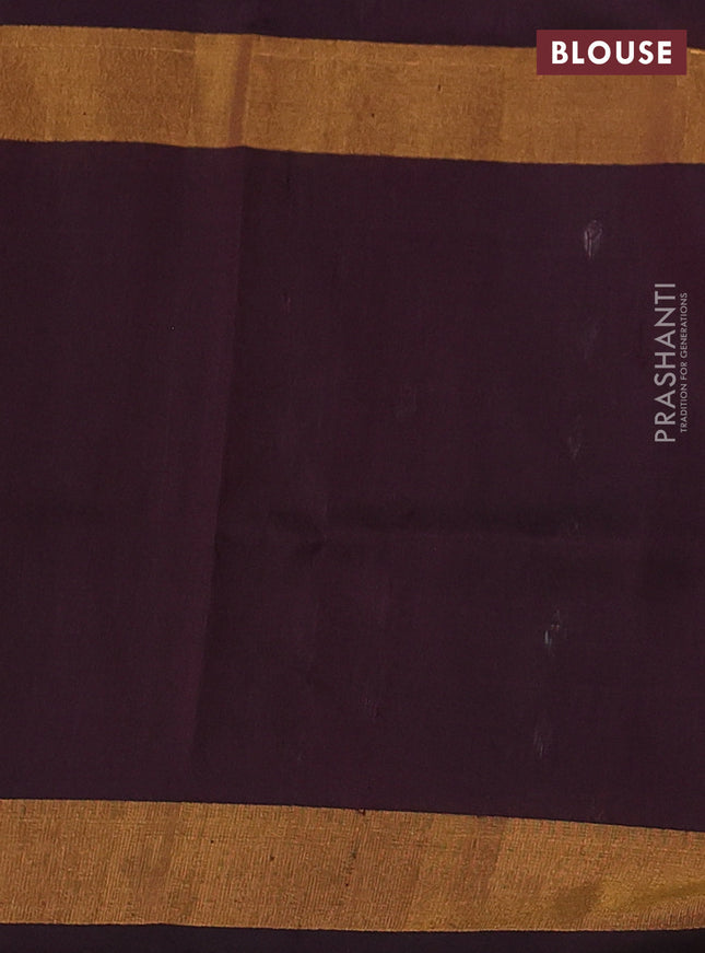 Pure uppada silk saree cs blue and coffee brown with zari woven floral buttas and zari woven butta border