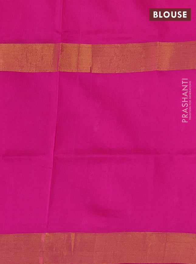 Pure uppada silk saree orange and pink with zari woven floral buttas and zari woven butta border