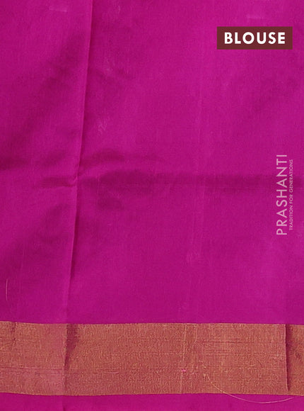 Pure uppada silk saree blue and pink with zari woven floral buttas and zari woven butta border