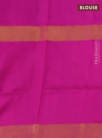 Pure uppada silk saree blue and pink with silver zari woven floral buttas and zari woven butta border