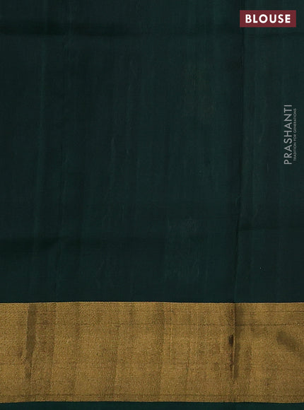 Pure uppada silk saree grey and green with silver & gold zari weaves and zari woven border