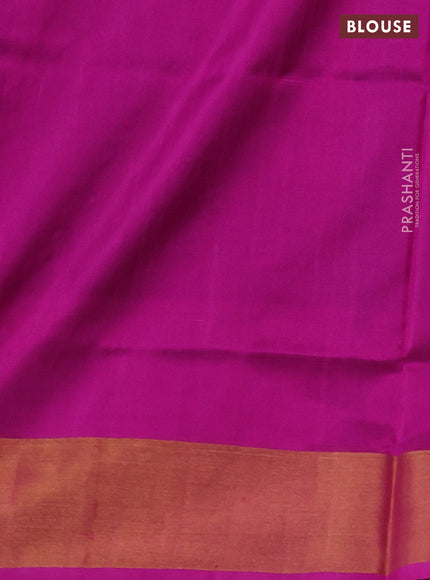 Pure uppada silk saree dark blue and pink with silver & gold zari woven buttas and zari woven border