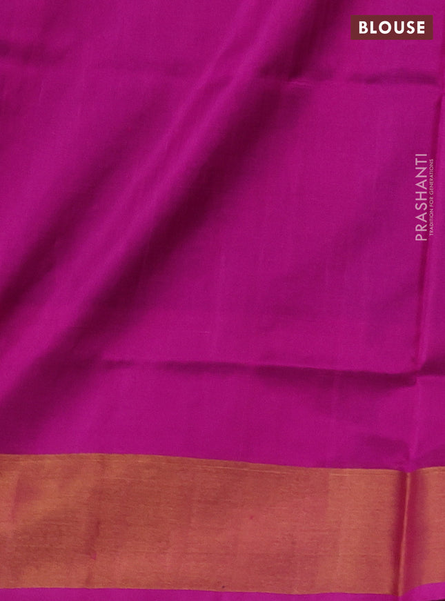 Pure uppada silk saree dark blue and pink with silver & gold zari woven buttas and zari woven border