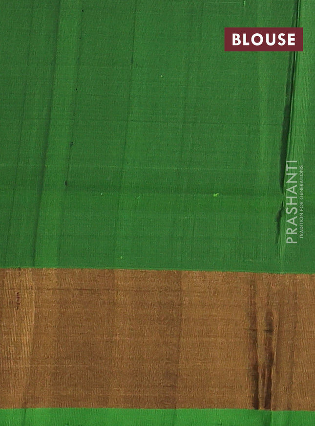 Pure uppada silk saree deep maroon and green with silver & gold zari woven buttas and zari woven border