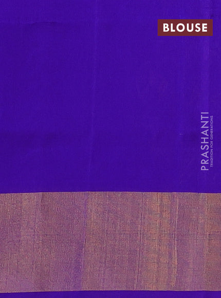 Pure uppada silk saree dual shade of green and blue with silver & gold zari woven buttas and zari woven border