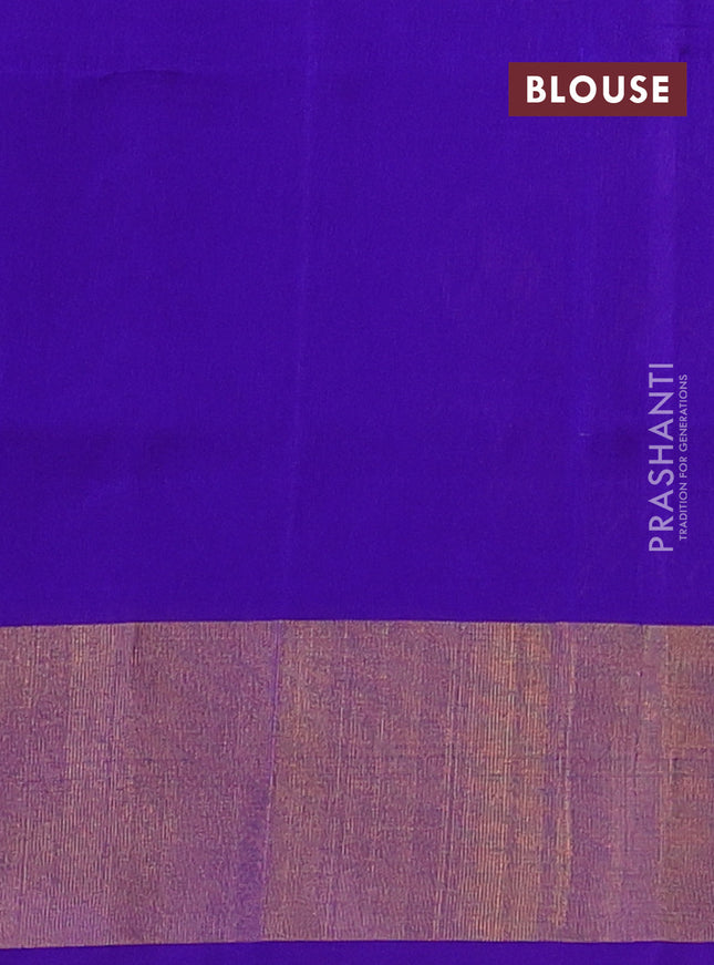 Pure uppada silk saree dual shade of green and blue with silver & gold zari woven buttas and zari woven border