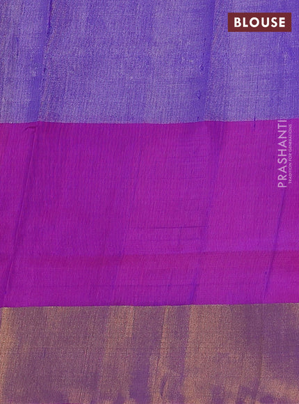Pure uppada tissue silk saree blue and purple with silver & gold zari woven buttas and zari woven border