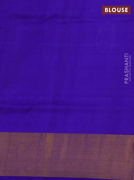 Pure uppada silk saree lavender and blue with silver & gold zari woven buttas and zari woven border