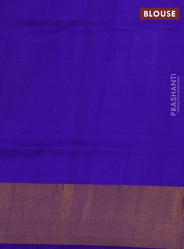 Pure uppada silk saree lavender and blue with silver & gold zari woven buttas and zari woven border
