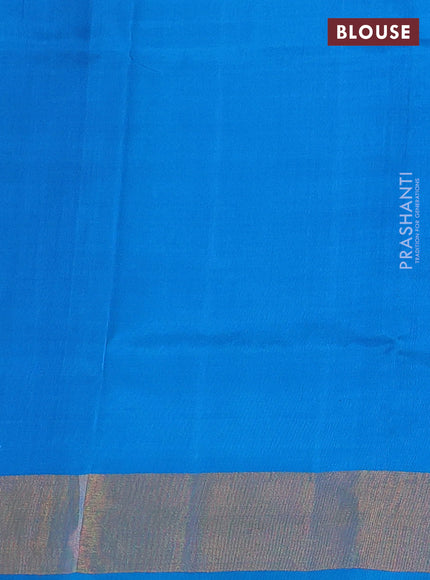 Pure uppada silk saree cs blue with silver & gold zari woven buttas and zari woven border