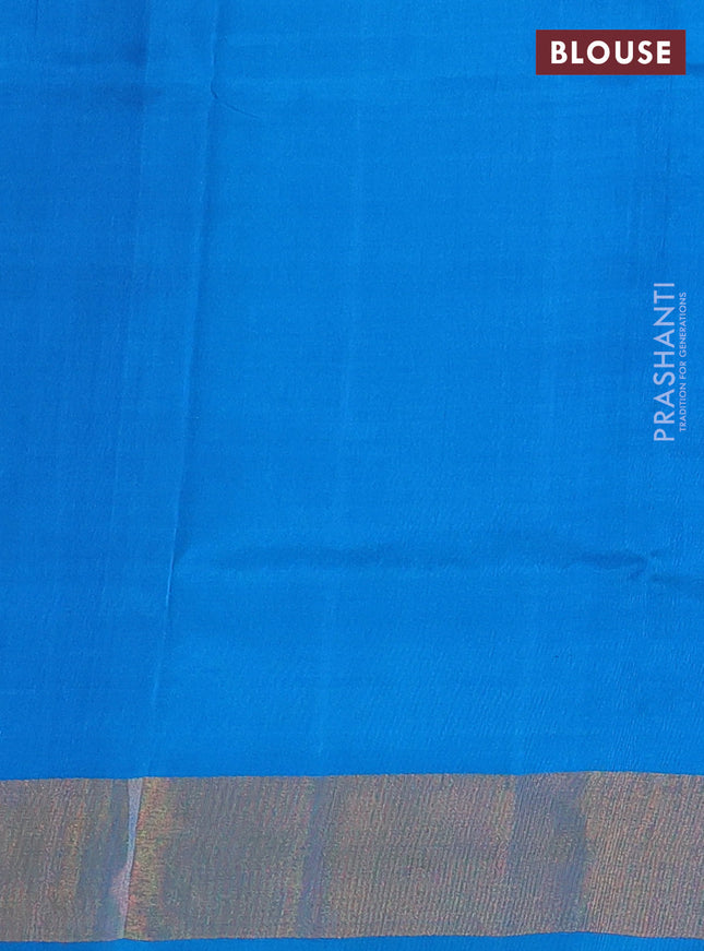 Pure uppada silk saree cs blue with silver & gold zari woven buttas and zari woven border