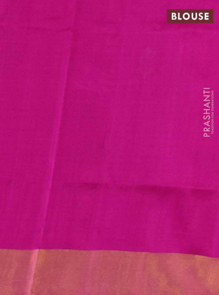 Pure uppada silk saree magenta pink with silver & gold zari woven buttas and zari woven border