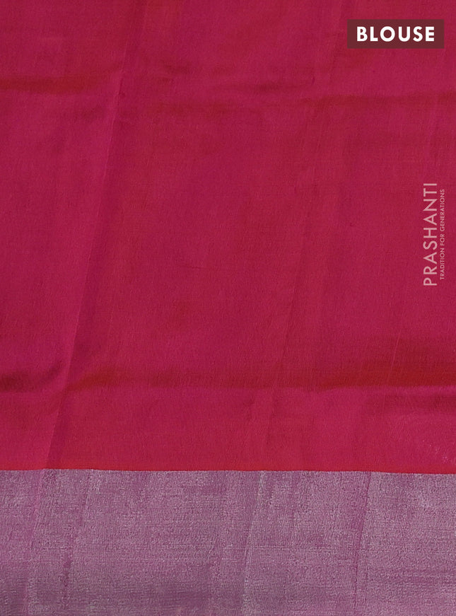 Pure uppada silk saree black and grey with silver zari woven buttas and silver zari woven border