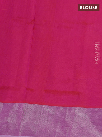 Pure uppada silk saree magenat pink with silver zari woven buttas and silver zari woven border