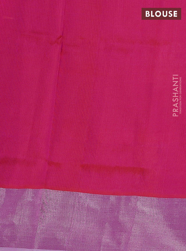 Pure uppada silk saree magenat pink with silver zari woven buttas and silver zari woven border