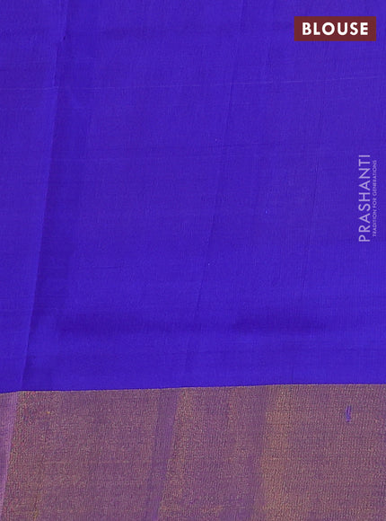 Pure uppada silk saree pastel brown and violet with silver & gold zari woven buttas and zari woven border
