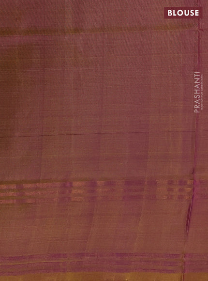 Pure uppada silk saree purple and mustard shade with silver & gold leaf zari buttas and rettapet zari woven border