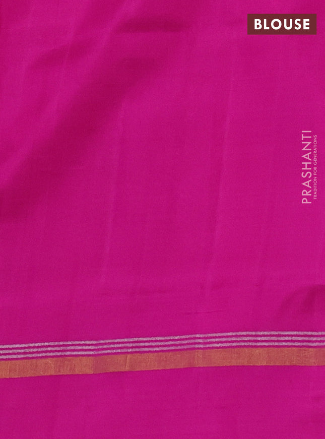 Pure uppada silk saree pink with silver & gold leaf zari buttas and zari woven simple border