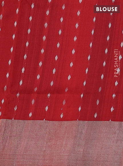 Pure uppada silk saree navy blue and red with allover silver zari woven floral buttas and silver zari woven border