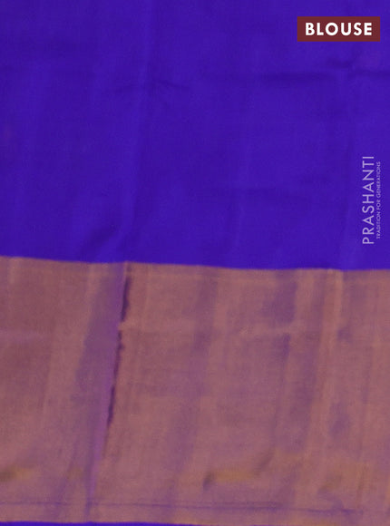 Pure uppada silk saree dual shade of greenish blue and blue with silver & gold zari woven buttas and long zari woven border