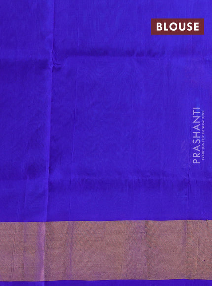 Pure uppada silk saree teal bluish green and blue with allover silver & gold zari weaves and zari woven border