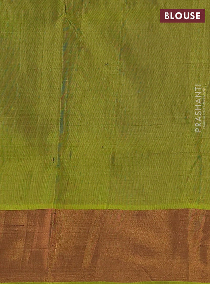 Pure uppada silk saree jamun shade and light green with allover silver & gold zari weaves and zari woven border