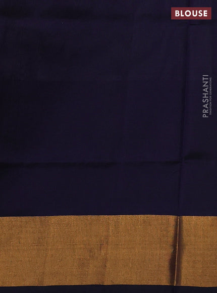 Pure uppada silk saree dual shade of grey and navy blue with silver & gold zari woven buttas and zari woven border