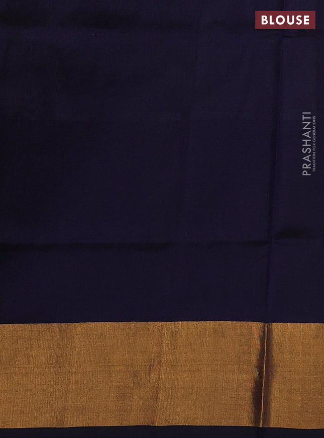 Pure uppada silk saree dual shade of grey and navy blue with silver & gold zari woven buttas and zari woven border
