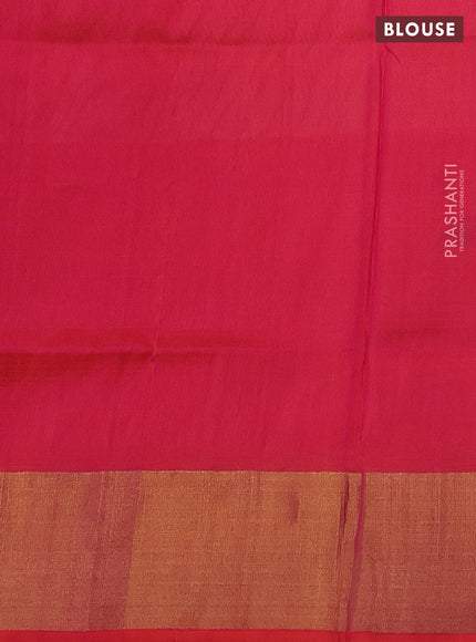Pure uppada silk saree pastel peach and dual shade of orange with silver & gold zari woven buttas and zari woven border
