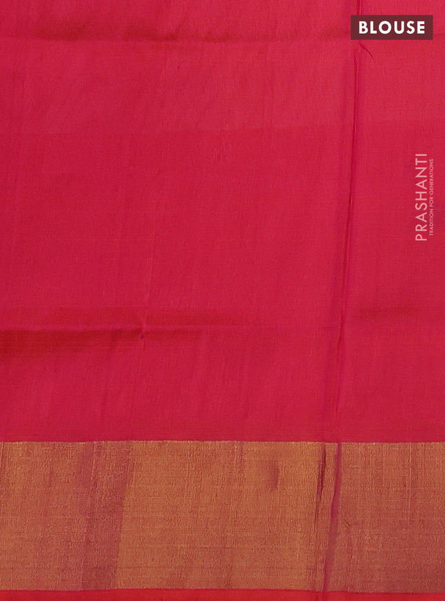 Pure uppada silk saree pastel peach and dual shade of orange with silver & gold zari woven buttas and zari woven border