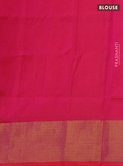 Pure uppada silk saree pink and dual shade of orange with silver & gold zari woven buttas and zari woven border