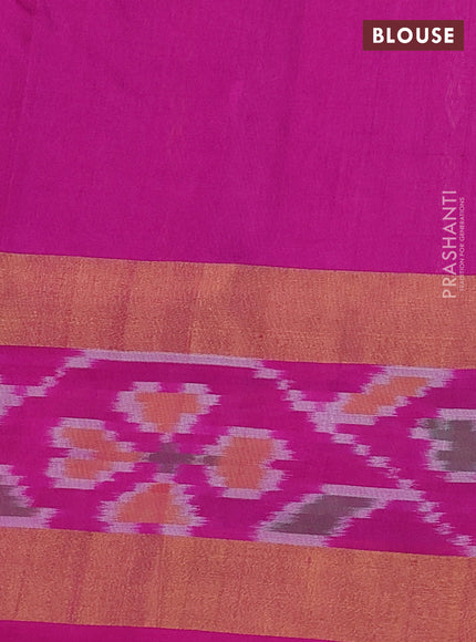 Pure uppada silk saree blue and pink with silver & gold zari woven butta weaves and ikat design zari woven border