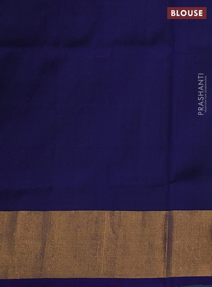 Pure uppada silk saree teal green and blue with silver & gold zari woven butta weaves and zari woven border