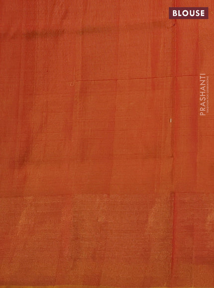 Pure uppada silk saree red and mustard shade with silver & gold zari woven butta weaves and zari woven border