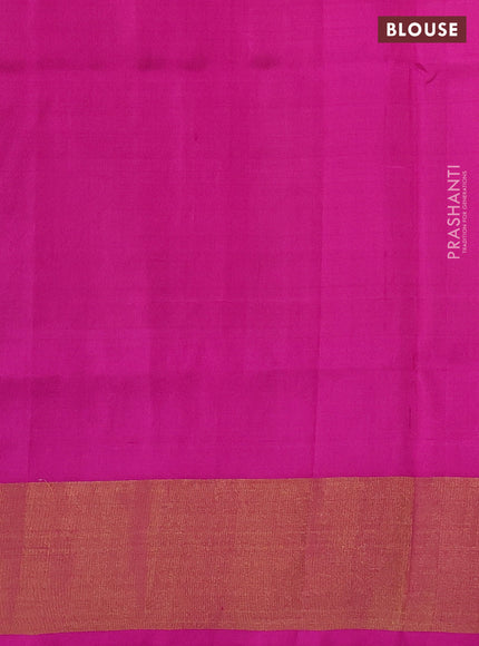 Pure uppada silk saree cream and pink with silver & gold zari woven butta weaves and zari woven border