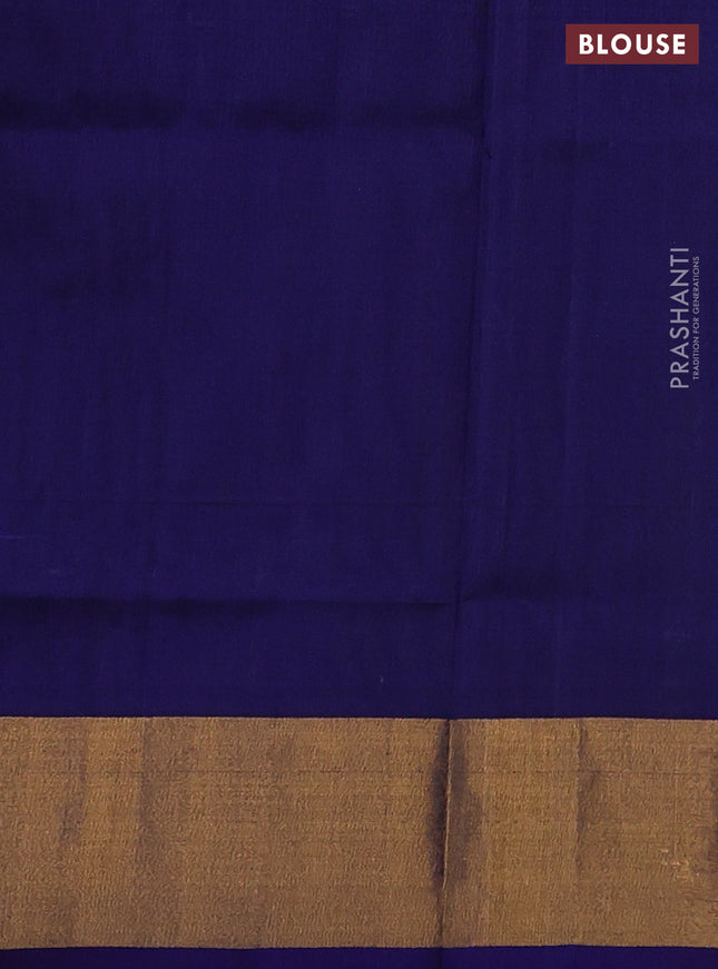 Pure uppada silk saree pastel blue and blue with silver & gold zari woven butta weaves and zari woven border