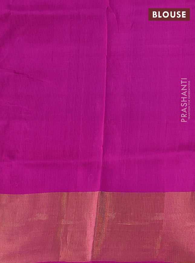 Pure uppada silk saree blue and pink with allover silver & gold zari weaves and rettapet zari woven border