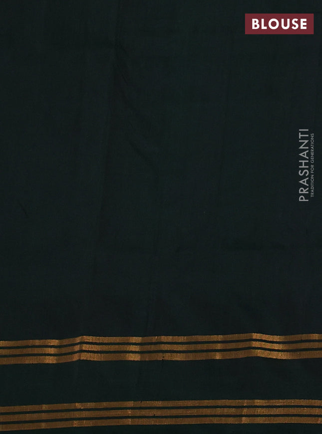 Pure uppada silk saree grey and bottle green with allover silver & gold zari weaves and rettapet zari woven border