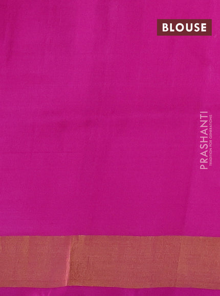 Pure uppada silk saree dual shade of yellowish pink and pink with zari woven buttas and long zari woven butta border