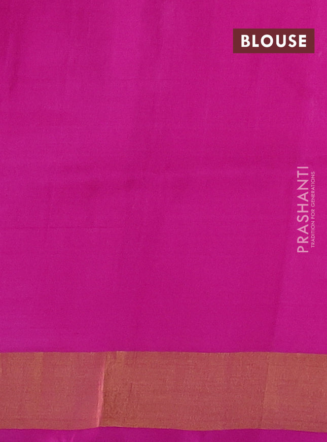 Pure uppada silk saree dual shade of yellowish pink and pink with zari woven buttas and long zari woven butta border