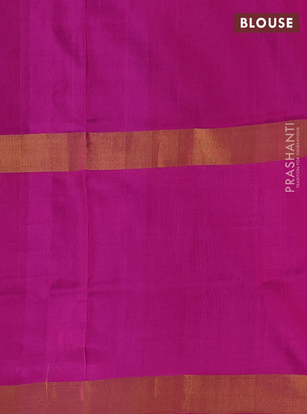 Pure uppada silk saree blue and pink with silver zari woven buttas and long zari woven butta border