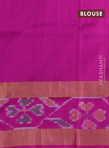 Pure uppada silk saree blue and pink with allover silver & gold zari weaves and zari woven ikat style border