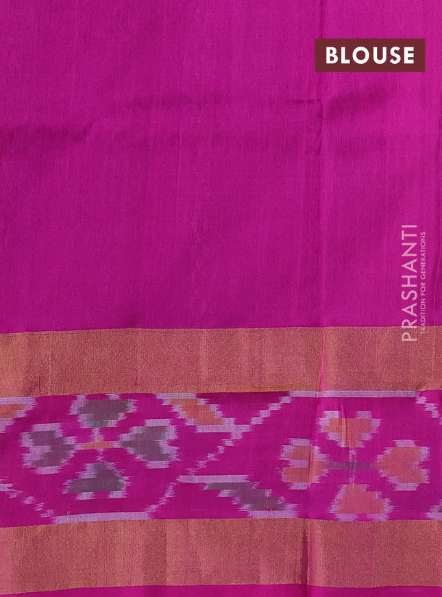 Pure uppada silk saree blue and pink with allover silver & gold zari weaves and zari woven ikat style border