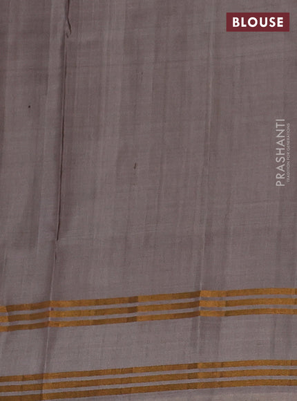 Pure uppada silk saree deep maroon and dual shade of grey with silver & gold zari woven buttas and zari woven border