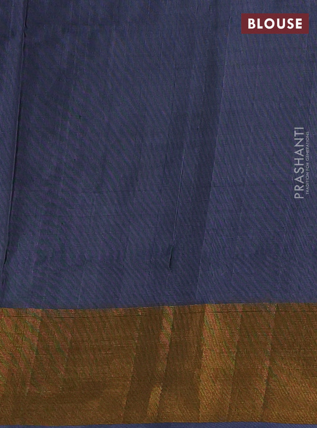 Pure uppada silk saree green and grey with silver & gold zari woven buttas and zari woven border