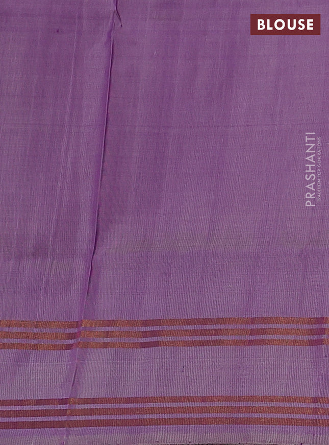 Pure uppada silk saree purple and dual shade of grey with silver & gold zari woven buttas and rettapet zari woven border
