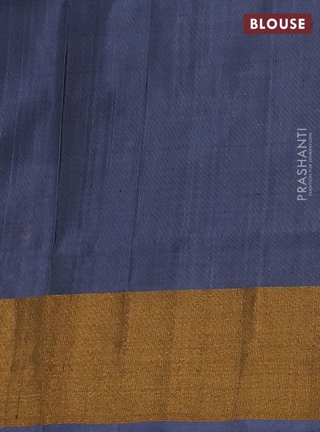 Pure uppada silk saree black and grey with silver & gold zari woven buttas and zari woven border