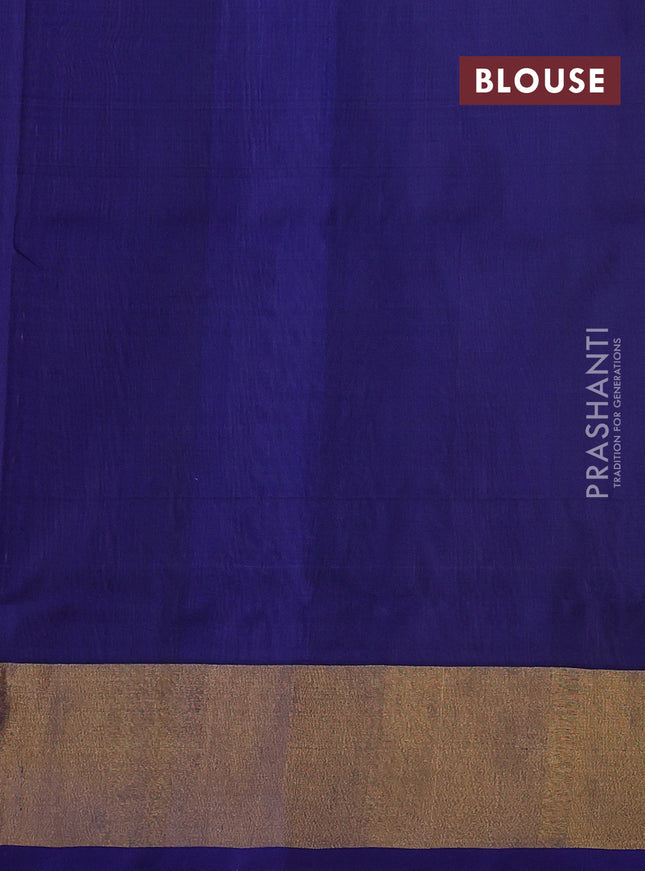 Pure uppada silk saree baby pink and navy blue with allover silver & gold zari woven butta weaves and zari woven border
